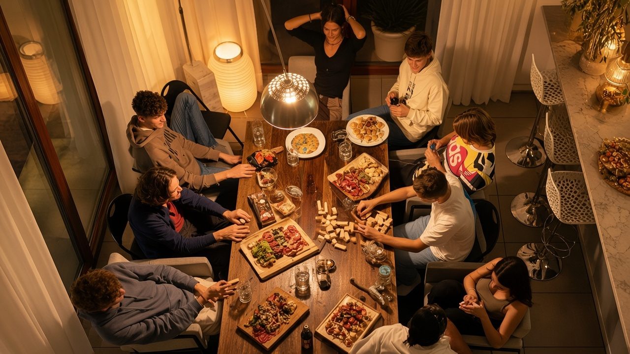 Noche de juegos de mesa entre amigos
